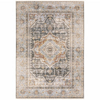 5' x 8' Grey Blue Machine Woven Medallion Indoor Area Rug