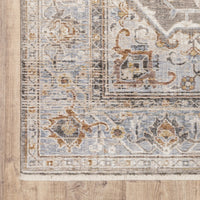 5' x 8' Grey Blue Machine Woven Medallion Indoor Area Rug