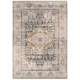 6' x 9' Grey Blue Machine Woven Medallion Indoor Area Rug