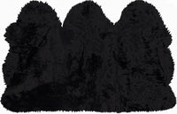 3' x 5' Black Natural Sheepskin Area Rug