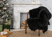 3' x 5' Black Natural Rectangular Sheepskin Area Rug