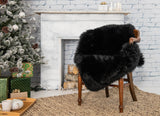 2' x 5' Black Natural Rectangular Sheepskin Area Rug