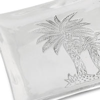 Square Silver Palm Tree Plate