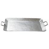 Silver Hammered Rectangle Serving Tray with Handles
