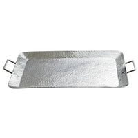 Silver Hammered Rectangle Serving Tray with Handles
