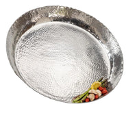 Round Silver Hammered Tray