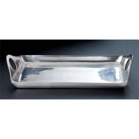 Silver Rectangular Sculpted Serving Tray with Handles