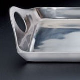 Silver Rectangular Sculpted Serving Tray with Handles