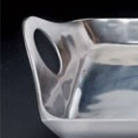 Silver Rectangular Sculpted Serving Tray with Handles