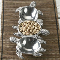 Silver Three Section Turtle Design Serving Tray