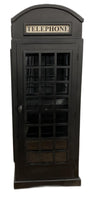 Vintage Black Wooden Phone Booth Bar Cabinet