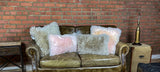 Set of Two Taupe Natural Sheepskin Square Pillows