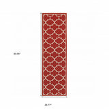 2?x8? Red and Ivory Trellis Indoor Outdoor Runner Rug