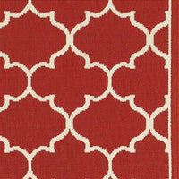 2?x8? Red and Ivory Trellis Indoor Outdoor Runner Rug