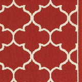 2?x8? Red and Ivory Trellis Indoor Outdoor Runner Rug