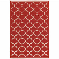 5?x8? Red and Ivory Trellis Indoor Outdoor Area Rug