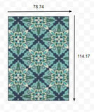 7?x10? Blue and Green Floral Indoor Outdoor Area Rug