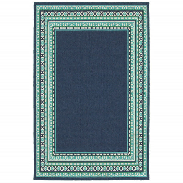 5?x8? Navy and Green Geometric Indoor Outdoor Area Rug