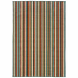 3?x5? Green and Brown Striped Indoor Outdoor Area Rug