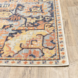 2?x8? Blue and Orange Tribal Runner Rug