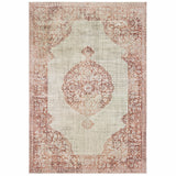 4?x6? Ivory and Pink Medallion Area Rug