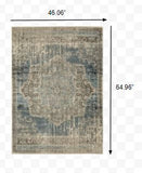 2?x8? Blue and Ivory Medallion Runner Rug