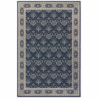 7?x10? Navy and Gray Floral Ditsy Area Rug