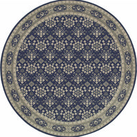 8? Round Navy and Gray Floral Ditsy Area Rug