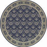 8? Round Navy and Gray Floral Ditsy Area Rug