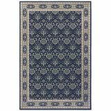 10?x13? Navy and Gray Floral Ditsy Area Rug