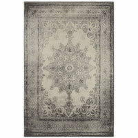 4?x6? Ivory and Gray Pale Medallion Area Rug