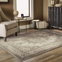 7?x10? Ivory and Gray Pale Medallion Area Rug