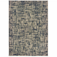 7?x10? Gray and Navy Abstract Area Rug