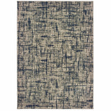 7?x10? Gray and Navy Abstract Area Rug