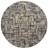 7?x10? Gray and Navy Abstract Area Rug
