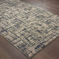 7?x10? Gray and Navy Abstract Area Rug