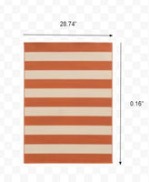 3?x5? Orange and Ivory Striped Indoor Outdoor Area Rug