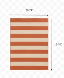 3?x5? Orange and Ivory Striped Indoor Outdoor Area Rug