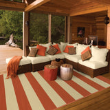 7?x10? Orange and Ivory Striped Indoor Outdoor Area Rug