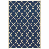 3?x5? Blue and Ivory Trellis Indoor Outdoor Area Rug