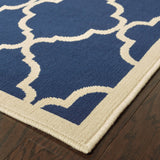 3?x5? Blue and Ivory Trellis Indoor Outdoor Area Rug