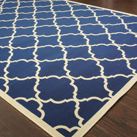 3?x5? Blue and Ivory Trellis Indoor Outdoor Area Rug