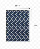 3?x5? Blue and Ivory Trellis Indoor Outdoor Area Rug