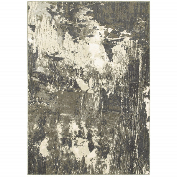 7?x10? Gray and Ivory Abstract Area Rug