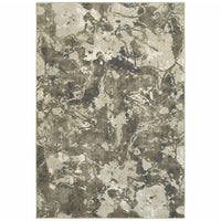 4?x6? Gray and Ivory Abstract Spatter Area Rug