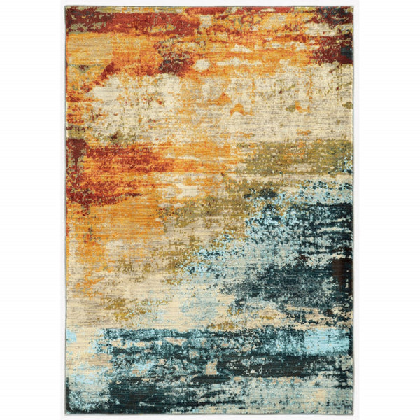 8?x11? Blue and Red Distressed Area Rug