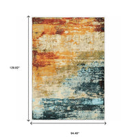 8?x11? Blue and Red Distressed Area Rug