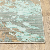 2?x3? Blue and Gray Abstract Impasto Scatter Rug