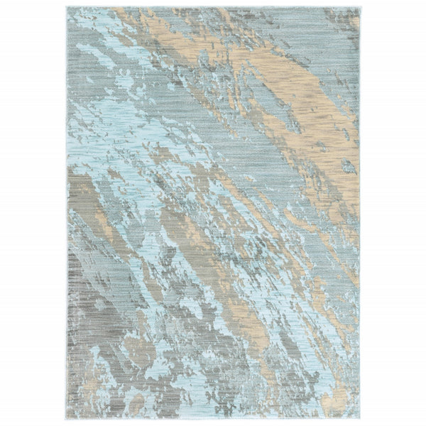 5?x8? Blue and Gray Abstract Impasto Area Rug