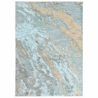 7?x10? Blue and Gray Abstract Impasto Area Rug